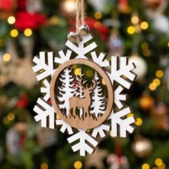 Flocon De Noël à Suspendre Renne Blanc