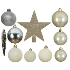 Kit De Décoration De Sapin De Noël Novae Multi Argent / Blanc Laine / Or / Perle