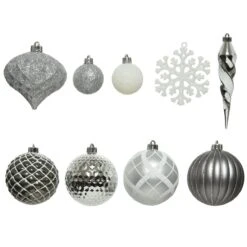 Kit De Décoration De Sapin De Noël Zaven Argent/ Gris