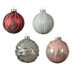 Lot De 12 Boules De Noël En Verre (D80 Mm) Flocky Blanc