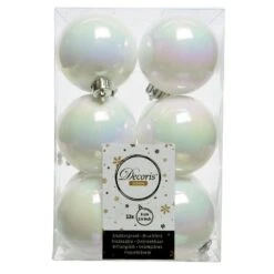Lot De 12 Boules De Noël (D60 Mm) Alpine Blanc Irisé