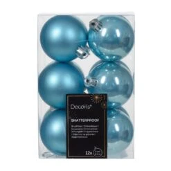 Lot De 12 Boules De Noël (D60 Mm) Alpine Bleu Pétillant