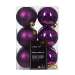 Lot De 12 Boules De Noël (D60 Mm) Alpine Violet
