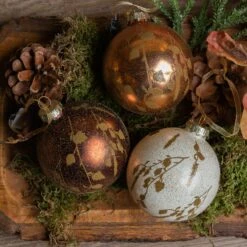 Lot De 12 Boules De Noël (D80 Mm) En Verre Filu Marron