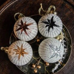 Lot De 12 Boules De Noël (D80 Mm) En Verre Styl Blanc