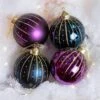 Lot De 12 Boules De Noël (D80 Mm) En Verre Tala Violet -Village de Noel lot de 12 boules de no l d80 mm en verre tala violet 129167 1687424842