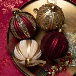 Lot De 12 Boules De Noël (D80 Mm) En Verre Tradi Or