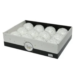 Lot De 12 Boules De Noël (D80 Mm) Fun Blanc -Village de Noel lot de 12 boules de no l d80 mm fun blanc 54397 1628673792