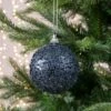 Lot De 12 Boules De Noël (D80 Mm) Strass Pailletés Bleu Nuit -Village de Noel lot de 12 boules de no l d80 mm strass paillet s bleu nuit 70984 1648043026
