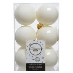 Lot De 12 Boules De Noël (D60 Mm) Alpine Blanc Laine