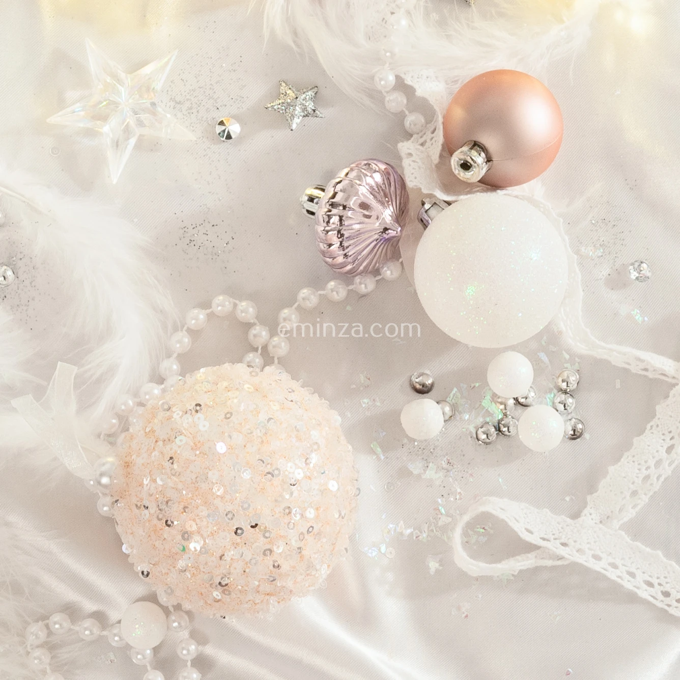 Lot De 12 Boules De Noël (D80 Mm) Fun Rose Poudré 4 Lot De 12 Boules De Noël (D80 Mm) Fun Rose Poudré – Image 2