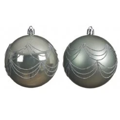 Lot De 12 Boules De Noël (D80 Mm) Kassia Vert Sauge