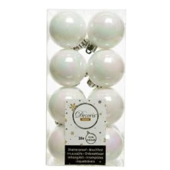 Lot De 16 Boules De Noël (D40 Mm) Alpine Blanc Irisé