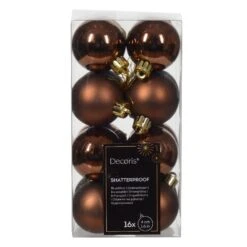 Lot De 16 Boules De Noël (D40 Mm) Alpine Brun Café