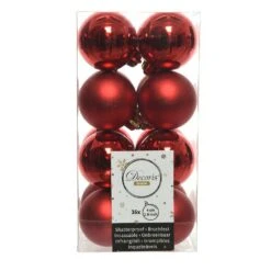Lot De 16 Boules De Noël (D40 Mm) Alpine Rouge