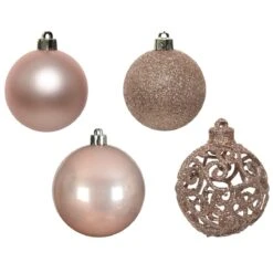 Lot De 16 Boules De Noël (D60 Mm) Alpine Multi Rose Poudré