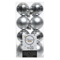 Lot De 16 Boules De Noël (D40 Mm) Alpine Argent