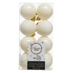 Lot De 16 Boules De Noël (D40 Mm) Alpine Blanc Laine