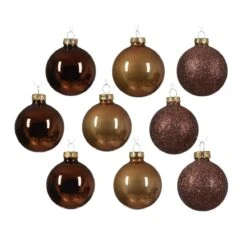 Lot De 21 Boules De Noël (D70 Mm) Cristal En Verre Marron