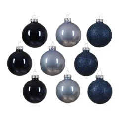 Lot De 21 Boules De Noël (D70 Mm) Cristal En Verre Bleu