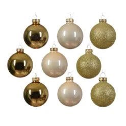 Lot De 21 Boules De Noël (D70 Mm) Cristal En Verre Or