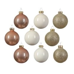 Lot De 21 Boules De Noël (D70 Mm) Cristal En Verre Perle