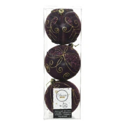 Lot De 3 Boules De Noël (D80 Mm) Gleam Violet