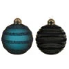 Lot De 3 Boules De Noël En Verre (D80 Mm) Linta Bleu Nuit -Village de Noel lot de 3 boule vr a lignes 2ass r n1x transparent 2x mat r na chapeau argent r na rubn cuir pu bleu nuit r nemb assorti d 1 dia8cm assortie 70760