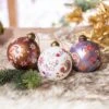 Lot De 3 Boules De Noël En Verre (D80 Mm) Fily Cannelle -Village de Noel lot de 3 boules de no l d80 mm fily cannelle 115849 1658325571