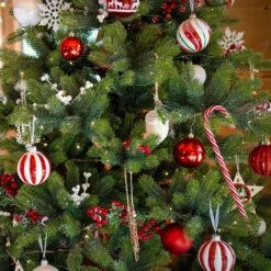 Lot De 3 Boules De Noël En Verre (D80 Mm) Lyna Rouge -Village de Noel lot de 3 boules de no l d80 mm lyna rouge 101089 1666616756