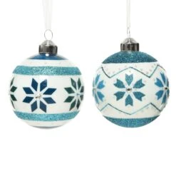 Lot De 3 Boules De Noël En Verre (D80 Mm) Nevia Bleu