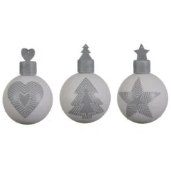 Lot De 3 Boules De Noël (D80 Mm) Traditionelle Gris