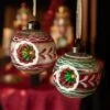 Lot De 3 Boules De Noël En Verre (D80 Mm) Antiques Multicolore -Village de Noel lot de 3 boules de no l en verre d80 mm antiques multicolore 70804 1687514063