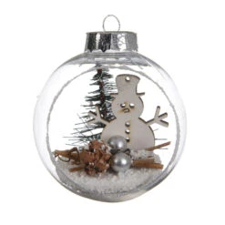 Lot De 3 Boules De Noël Transparentes (D80 Mm) Bonhomme