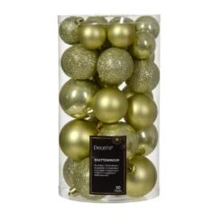 Lot De 30 Boules De Noël Alpine Assorties Pistache