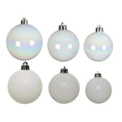 Lot De 30 Boules De Noël Assorties Alpine Blanc Irisé -Village de Noel lot de 30 boules de no l assorties alpine blanc iris 25542 1659342078