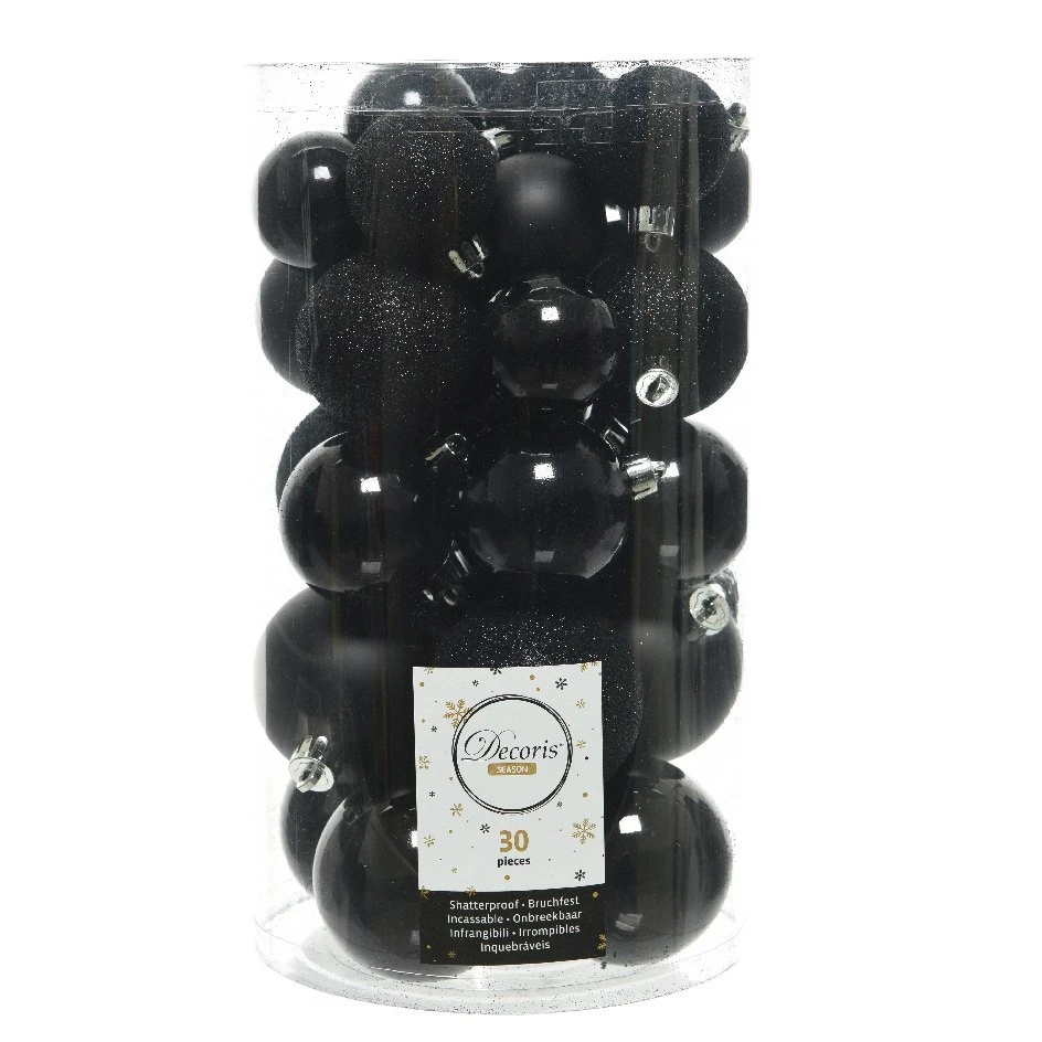 Lot De 30 Boules De Noël Assorties Alpine Noir 3 Lot De 30 Boules De Noël Assorties Alpine Noir