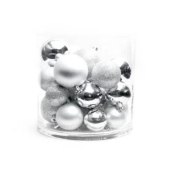 Lot De 30 Boules De Noël Assorties New Alpine Argent