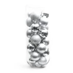 Lot De 30 Boules De Noël (D80 Mm) New Alpine Argent