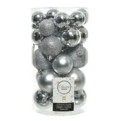 Lot De 30 Boules De Noël Assorties Alpine Argent