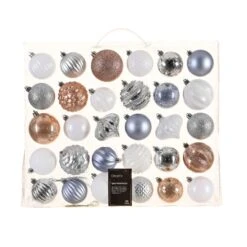 Kit De Décoration De Sapin De Noël Agéna Blanc, Argent, Bleu Vaporeux Et Rose Pétillant