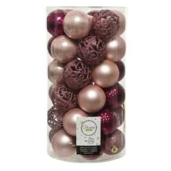 Lot De 37 Boules De Noël (D60 Mm) Alpine Vieux Rose