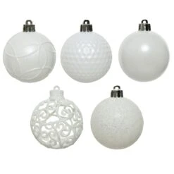 Lot De 37 Boules De Noël (D60 Mm) Alpine Mix Blanc -Village de Noel lot de 37 boules de no l d60 mm alpine mix blanc 62411 1659345653