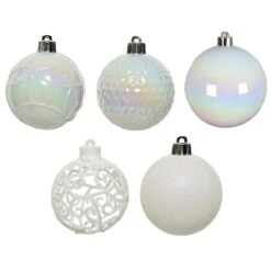 Lot De 37 Boules De Noël (D60 Mm) Alpine Mix Blanc Irisé -Village de Noel lot de 37 boules de no l d60 mm alpine mix blanc iris 62431 1659345242