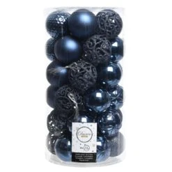 Lot De 37 Boules De Noël (D60 Mm) Alpine Mix Bleu Nuit