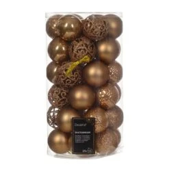 Lot De 37 Boules De Noël (D60 Mm) Alpine Mix Brun Gingembre