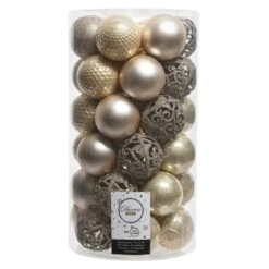 Lot De 37 Boules De Noël (D60 Mm) Alpine Mix Perle