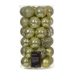 Lot De 37 Boules De Noël (D60 Mm) Alpine Mix Pistache