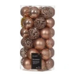 Lot De 37 Boules De Noël (D60 Mm) Alpine Mix Rose Pétillant