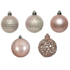 Lot De 37 Boules De Noël (D60 Mm) Alpine Mix Rose Poudré -Village de Noel lot de 37 boules de no l d60 mm alpine mix rose poudr 62414 1659346962